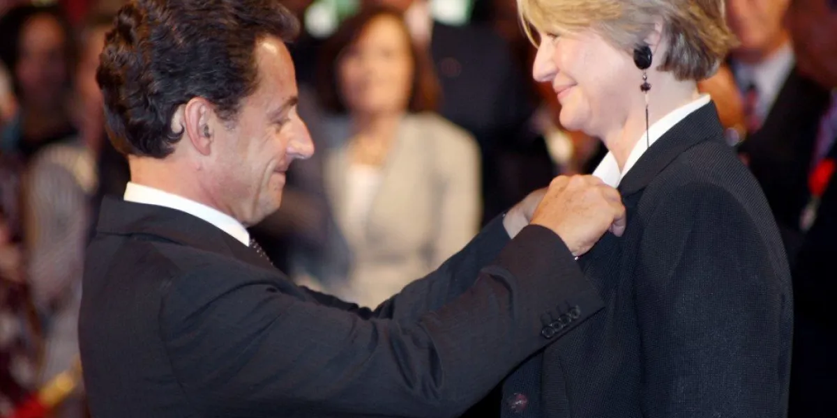 french president nicolas sarkozy awards french sophie devedjian knight in the order of the legion of honor, 12 july 2007 at the french presidential elysee palace in paris afp photo mehdi fedouach (photo by mehdi fedouach   afp)