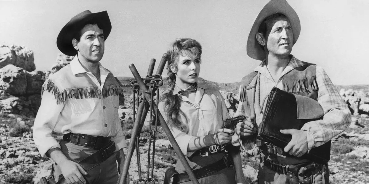 luis mariano, sonja ziemann and bourvil in a scene of director richard pottier's film serenade au texas in 1958 photo by dpa abacapresscom