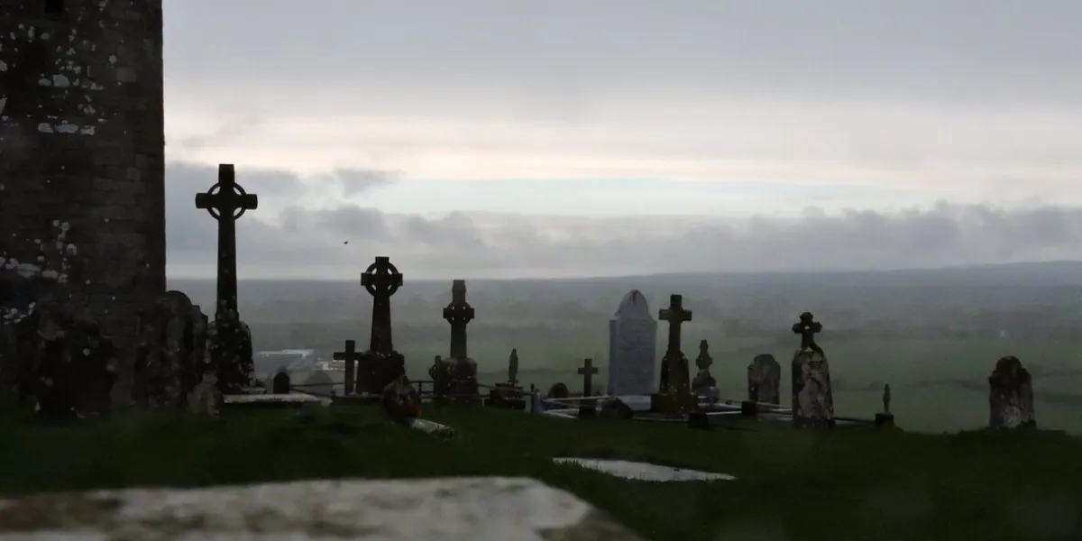 celtic cemetery with ravens
