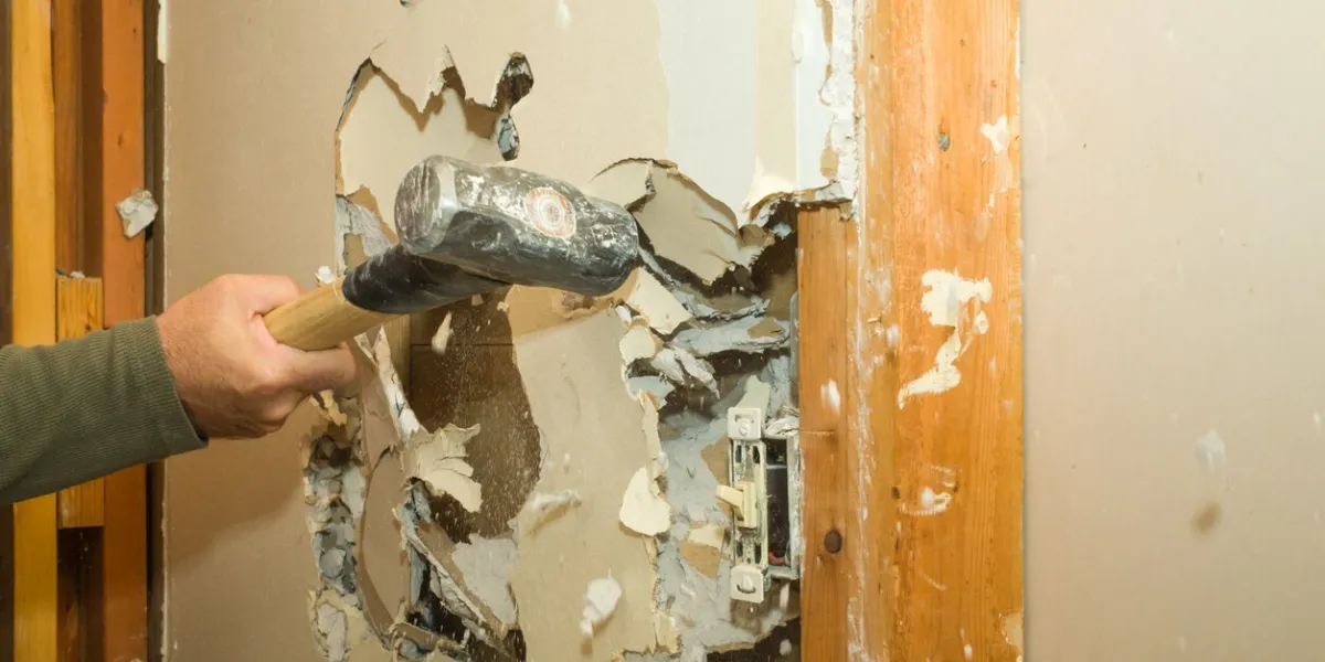 a sledge hammer is a great tool for removing unwanted drywall