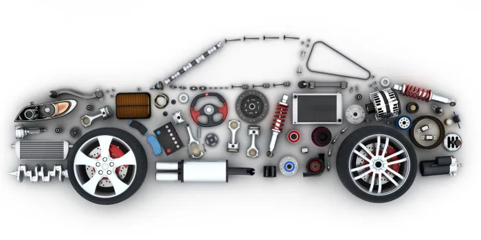 abstract car and many vehicles parts (done in 3d)