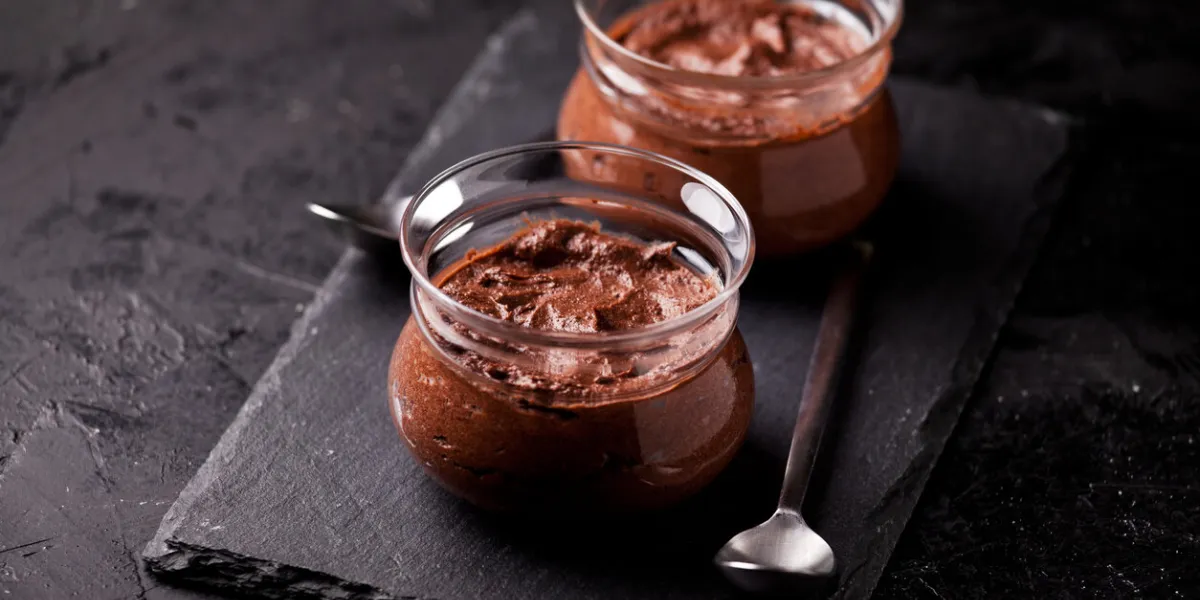 couple of small pots of homemade chocolate mousse
