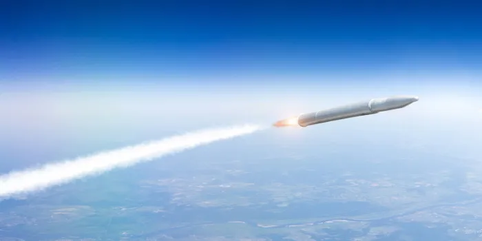 missile launched from the ground, flying in the air