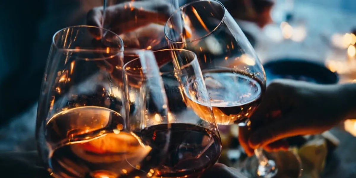 glasses of wine seen during a friendly party of a celebration