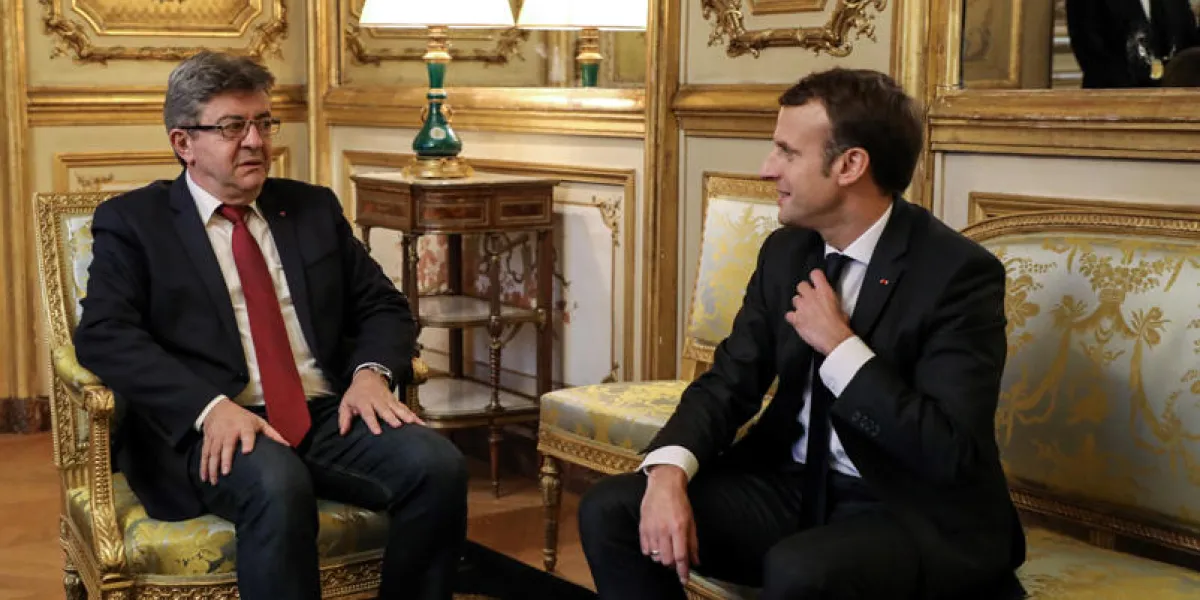 french leftist la france insoumise (lfi) party leader jean-luc melenchon meets french president emmanuel macron in his office at the elysee palace on november 21, 2017 in paris (photo by ludovic marin   pool   afp)