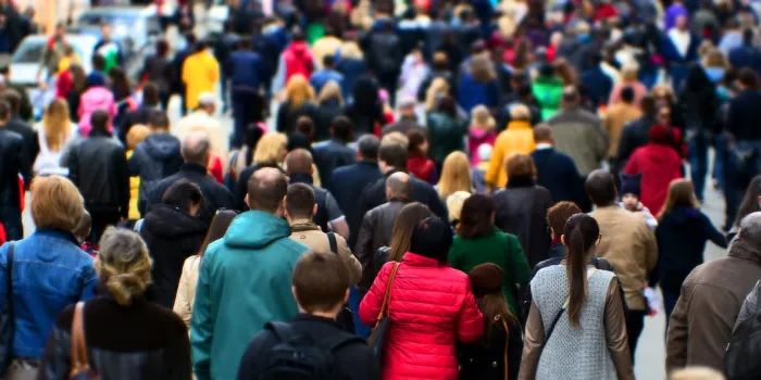 crowd of people at the street, city center