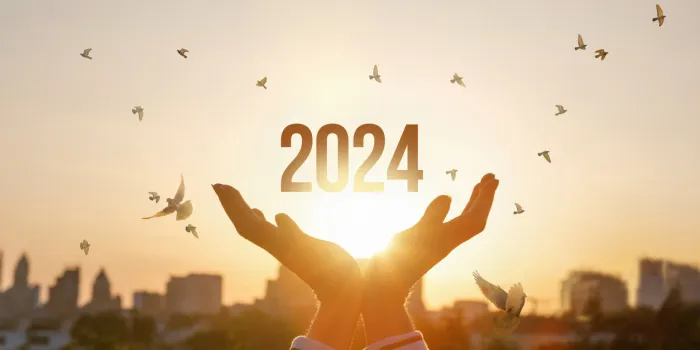 concept of new year 2024 with hopes for peace and prosperity