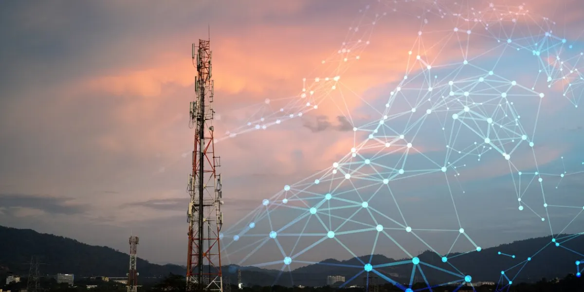 telecommunication tower for 2g 3g 4g 5g network during sunset antenna, bts, microwave, repeater, base station, iot technology concept in internet and mobile communication