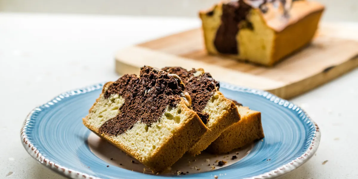 marble cake slices in plate ready to eat traditional dessert