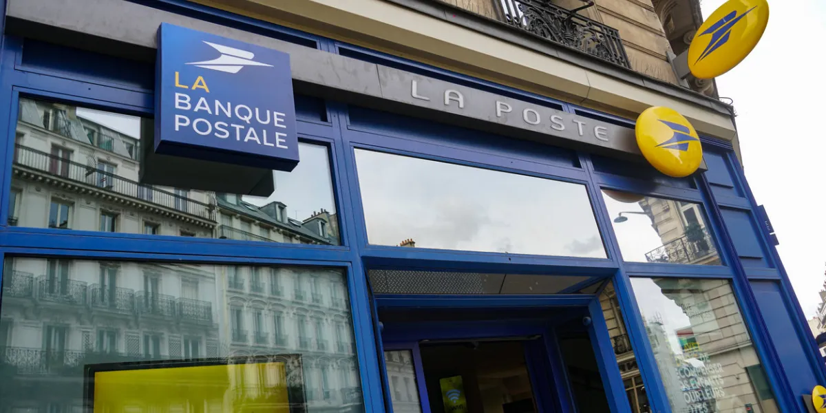 paris, france - march 18, 2019  la banque postale signboard la banque postale is a french bank, created on 1 january 2006 as a subsidiary of la poste, the national postal service
