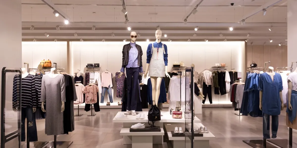 beautiful clothes in modern fashion shop