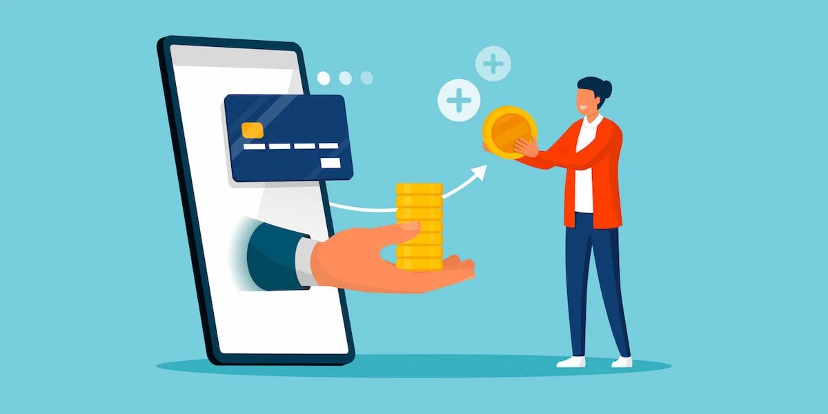 customer making credit card payments and receiving cash back money