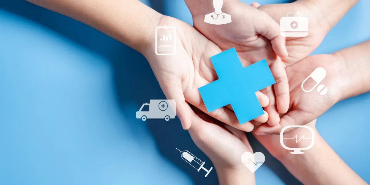 health insurance concept doctor in a white coat uniform hand holding plus and healthcare medical icon, health and access to welfare health concept