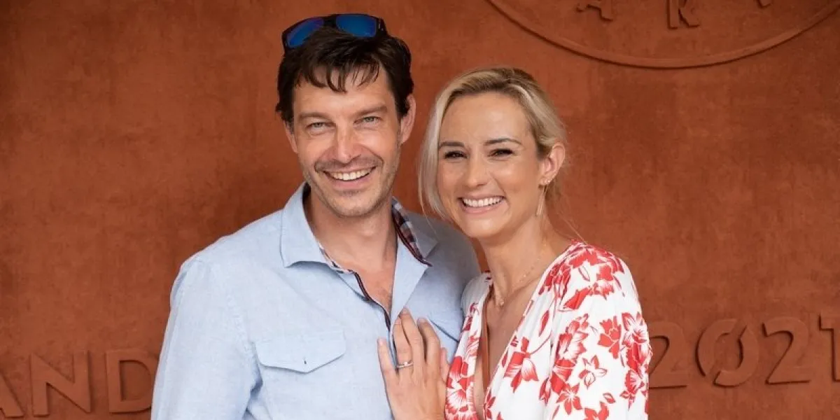 elodie gossuin and her husband bertrand lacherie attend the 2021 french open at roland garros on june 12, 2021 in paris, france photo by laurent zabulon abacapresscom , 768686 079 paris france