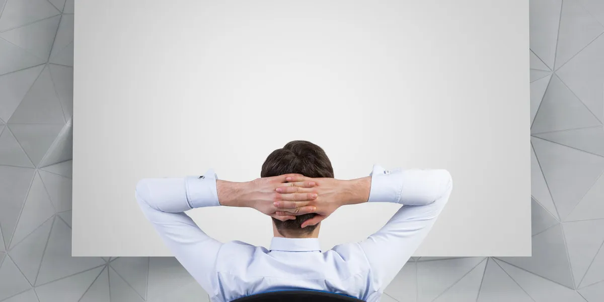 businessman in shirt looking on blank poster