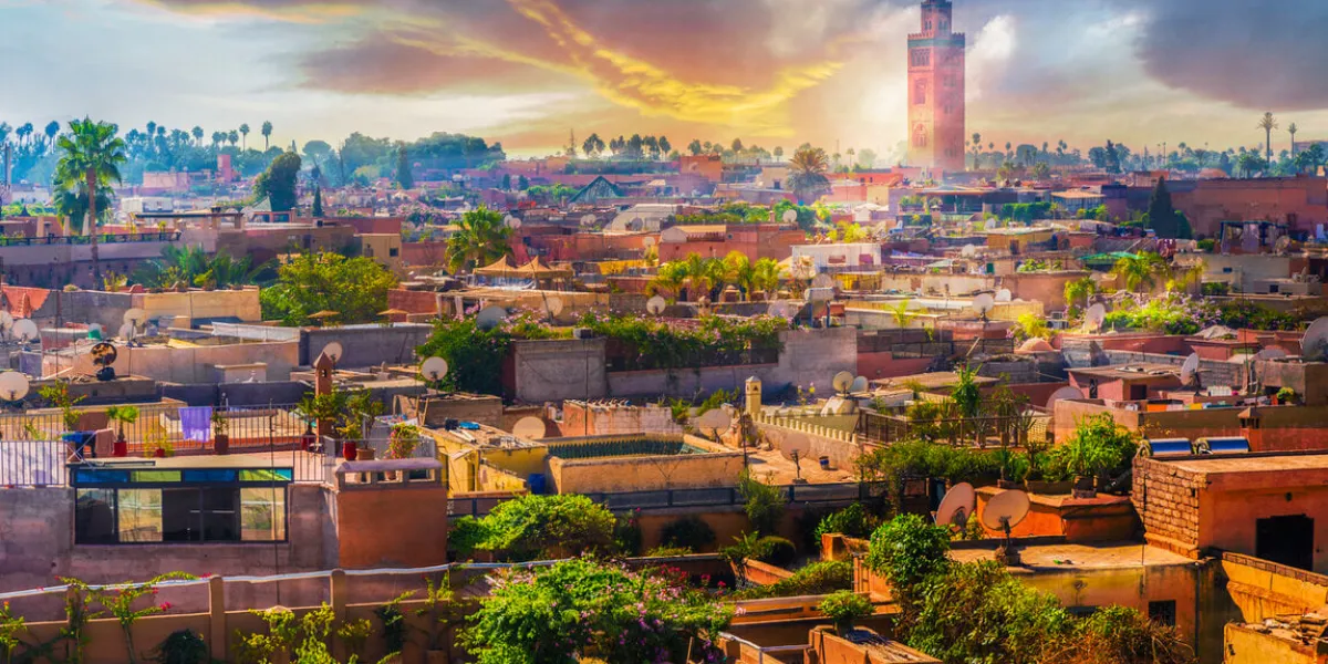 panoramic views of marrakech old medina, morocoo