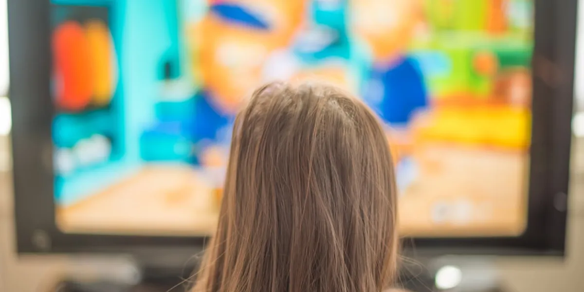 multi racial girl watching television - screen time