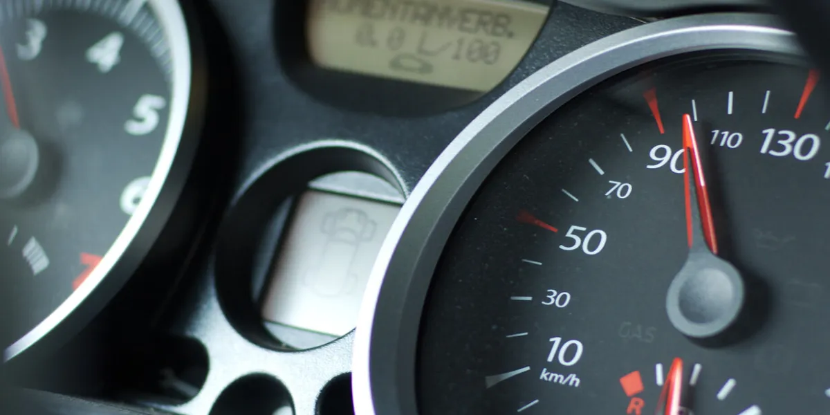 details of car dashboard with speedometer