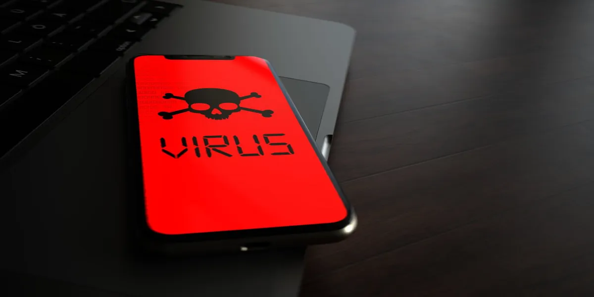 the smartphone was infected with a virus 3d illustration