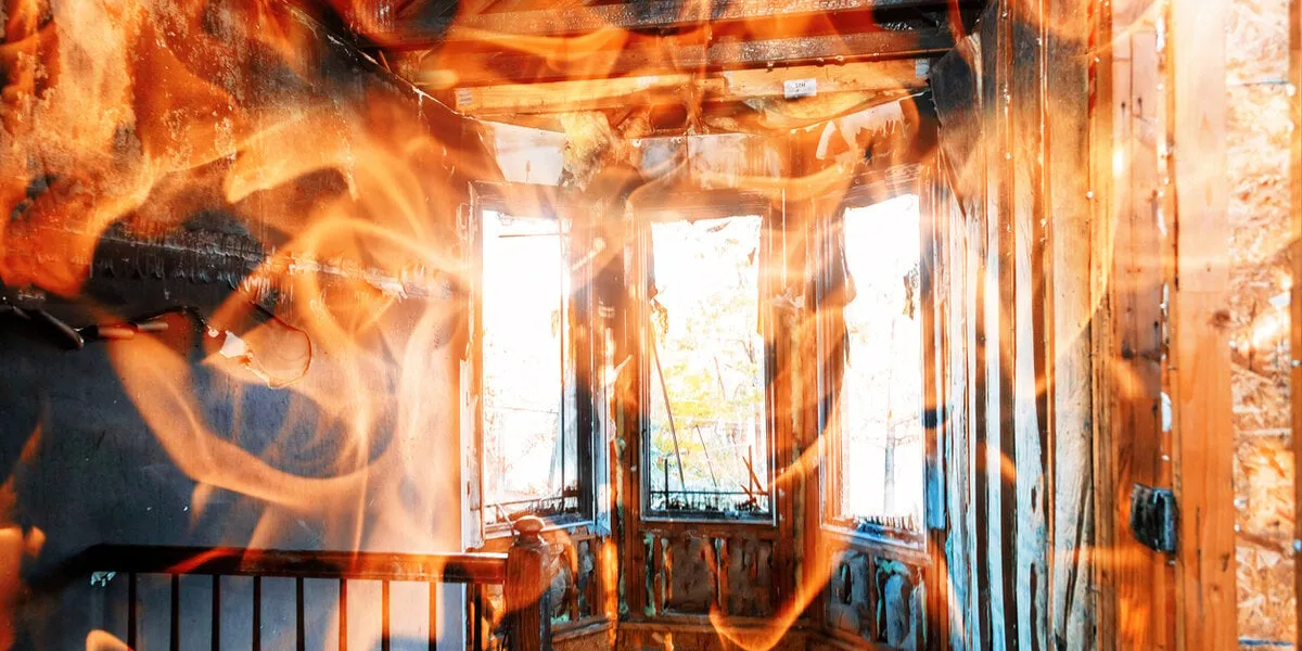 a blazing inferno shows fire destructive this house burned residential home