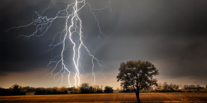 lightning over field