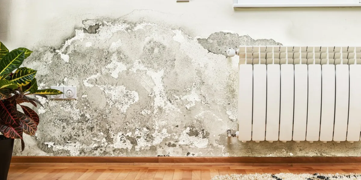 mold and moisture buildup on wall of a modern house