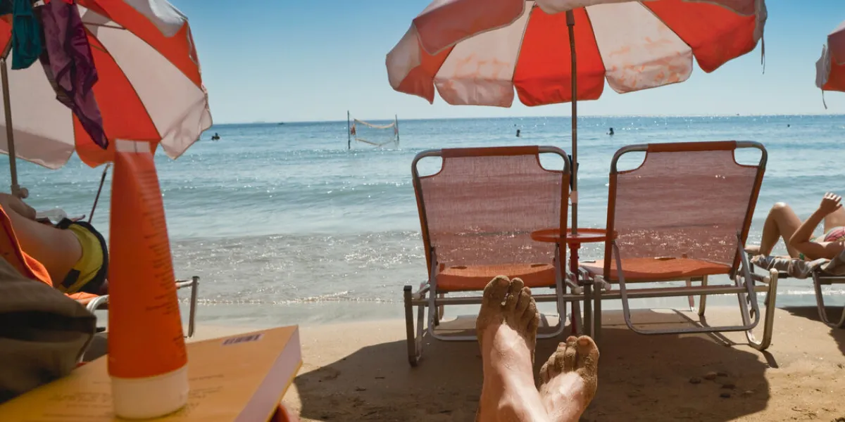sunbathing on the beach
