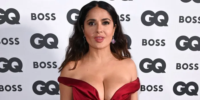 salma hayek arriving at the gq men of the year awards 2022, mandarin oriental hyde park hotel in london, uk on november 16, 2022 photo by doug peters empics abacapresscom