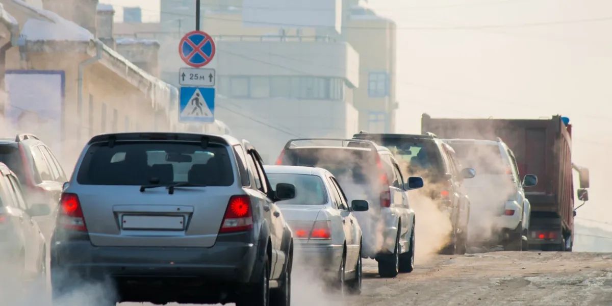 cars on an ice city winter road