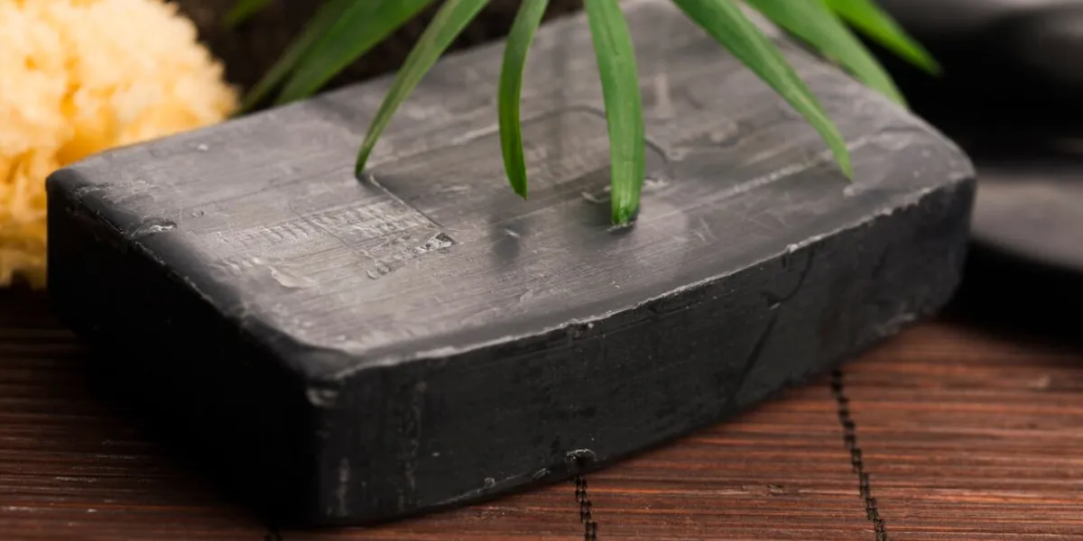 block of natural carbon soap