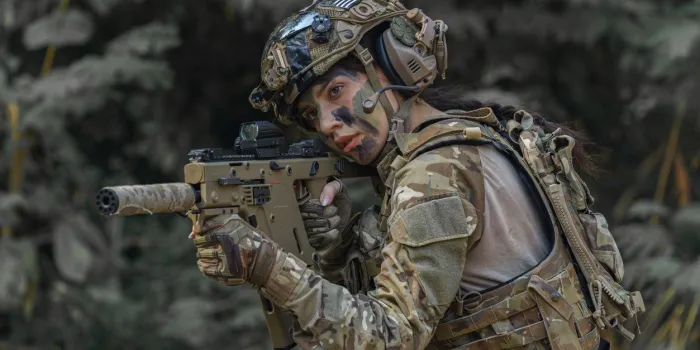 portrait of a woman soldier army military concept