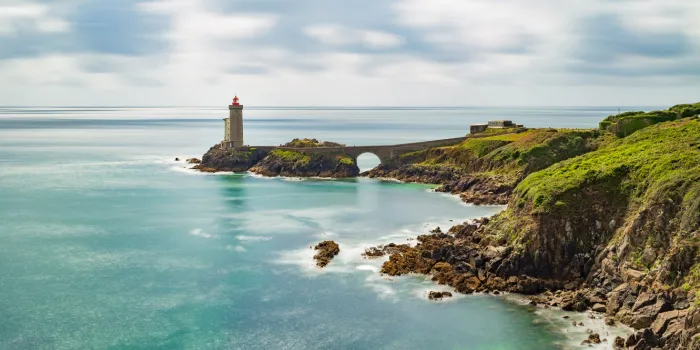view of the lighthouse phare du petit minou in plouzane, brittany france