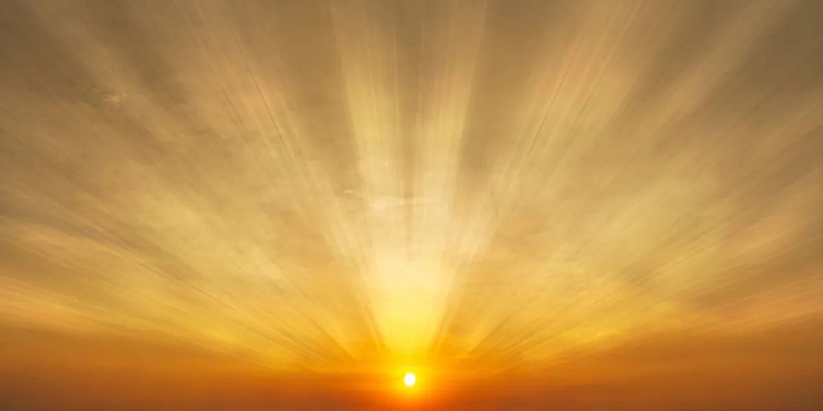 gorgeous panorama scenic of the sunrise or sunset with sunlight and cloud on the orange sky