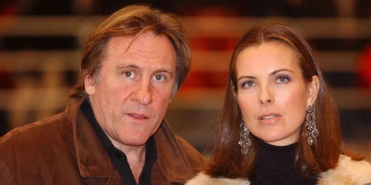 edwin cook abaca 30724-13 paris-france, 01 12 01 gérard depardieu et carole bouquet au jumping international de paris