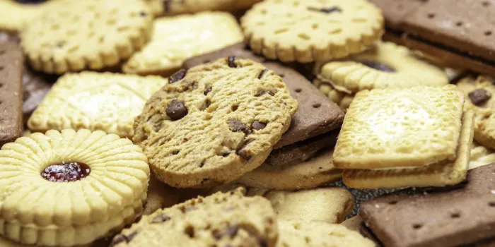 assorted selection of tea biscuits and chocolate chip cookies