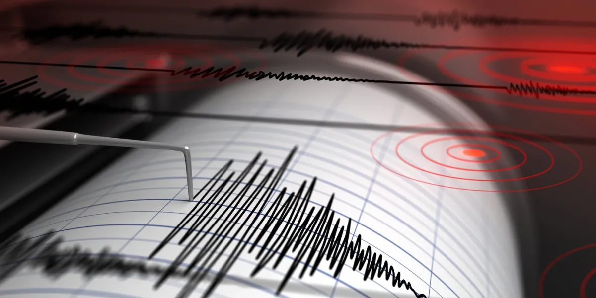 seismograph with paper in action and earthquake - 3d rendering