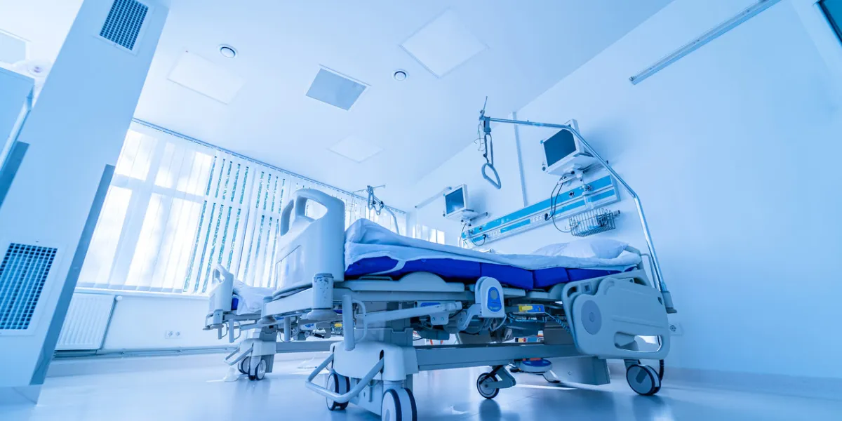 modern medical beds for injured in hospital resuscitation chamber coronavirus, virus concept covid-19 identification pandemic