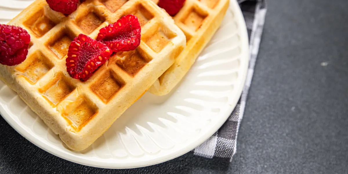 waffles dessert belgian or american street food sweet meal food snack on the table copy space food background rustic top view