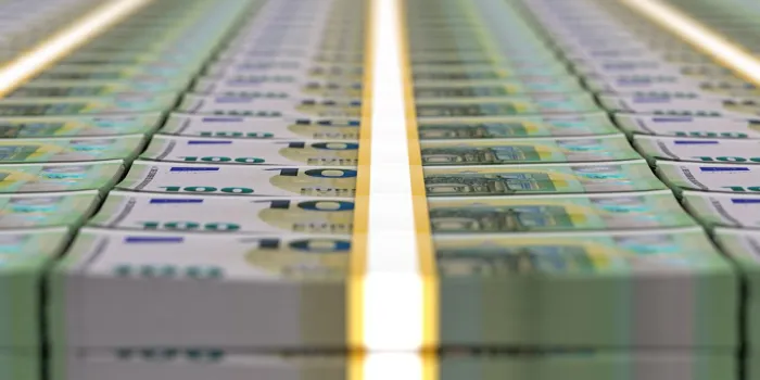 euro banknotes money   euro   currency €   100 eur, 3d render