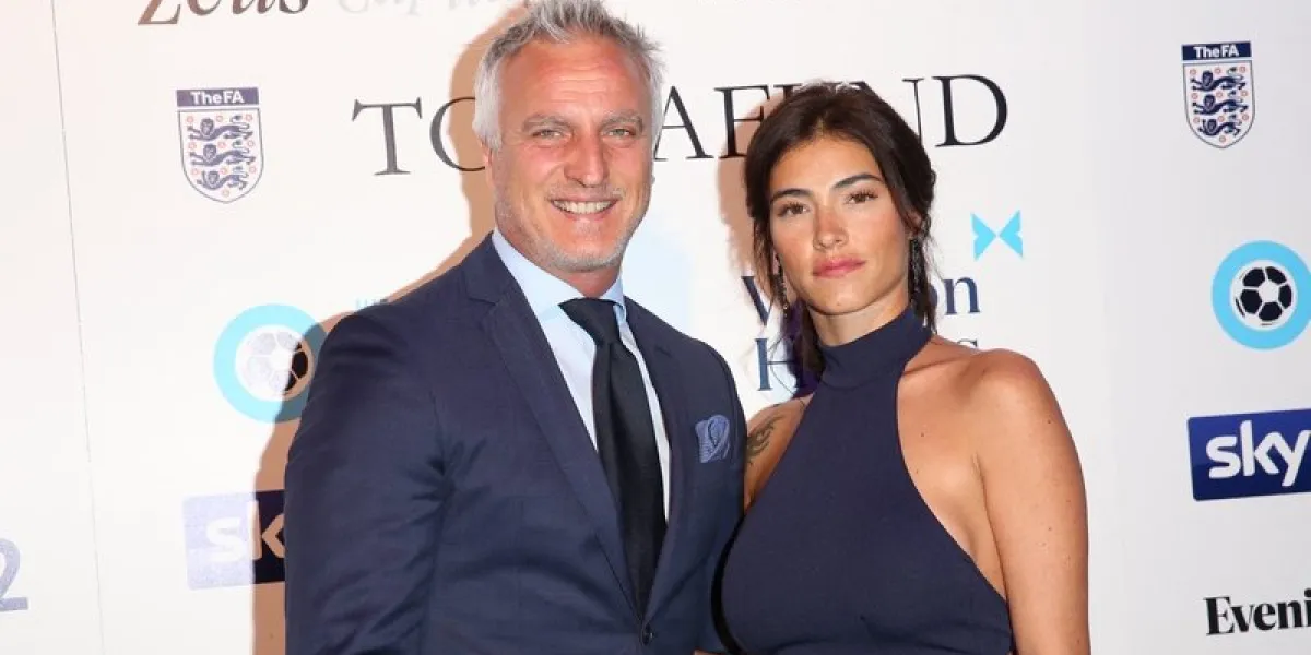 david ginola and girlfirend at football awards - london