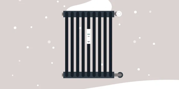 a heater covered with snow, european winter energy crisis, cold radiators at home