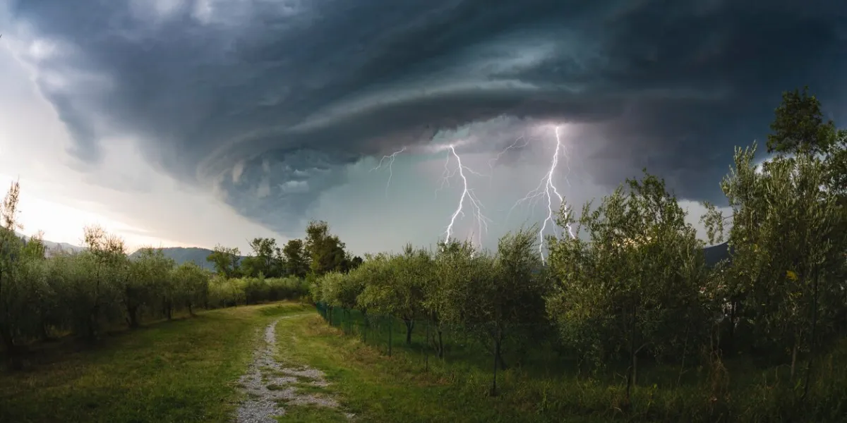 powerful hailstone storm coming from julian alps toward nova gorica (slovenia) and above gorizia (italy) destroying cars in it's path