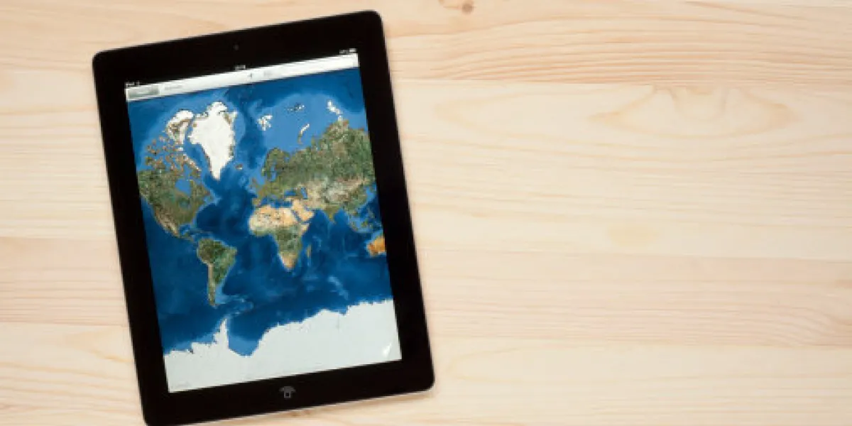 seoul, korea - january 17, 2012  google maps on an apple ipad 2 it has two cameras for facetime and hd video recording