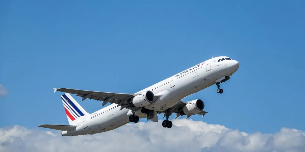 arlanda, stockholm, sweden - july 10, 2018  air france, airbus a321 - 200 take off in white clouds and blue sky at stockholm arlanda airport   arn jet aircraft   plane