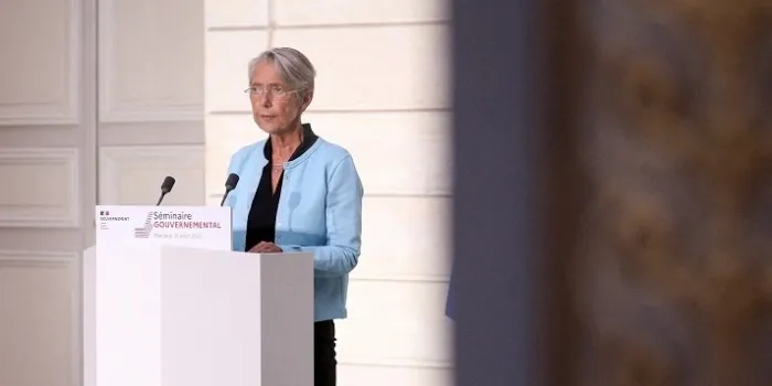 elisabeth borne and olivier veran press conference - paris