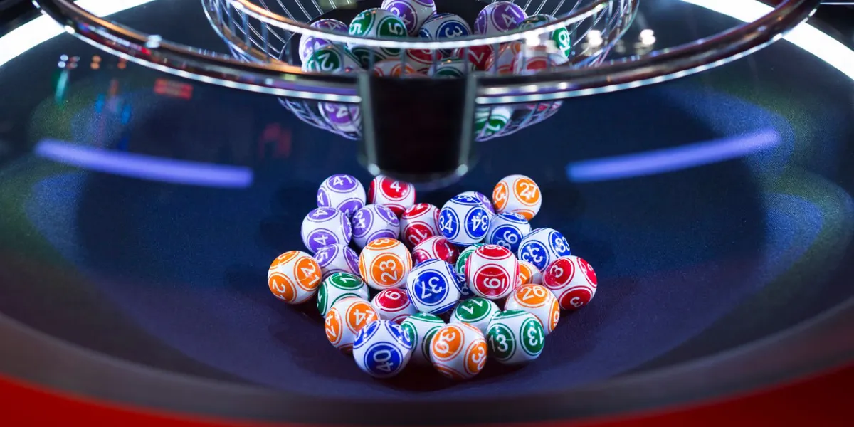 colourful lottery balls in a rotating bingo machine