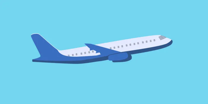passenger plane in flight on a blue background vector illustration of an airplane