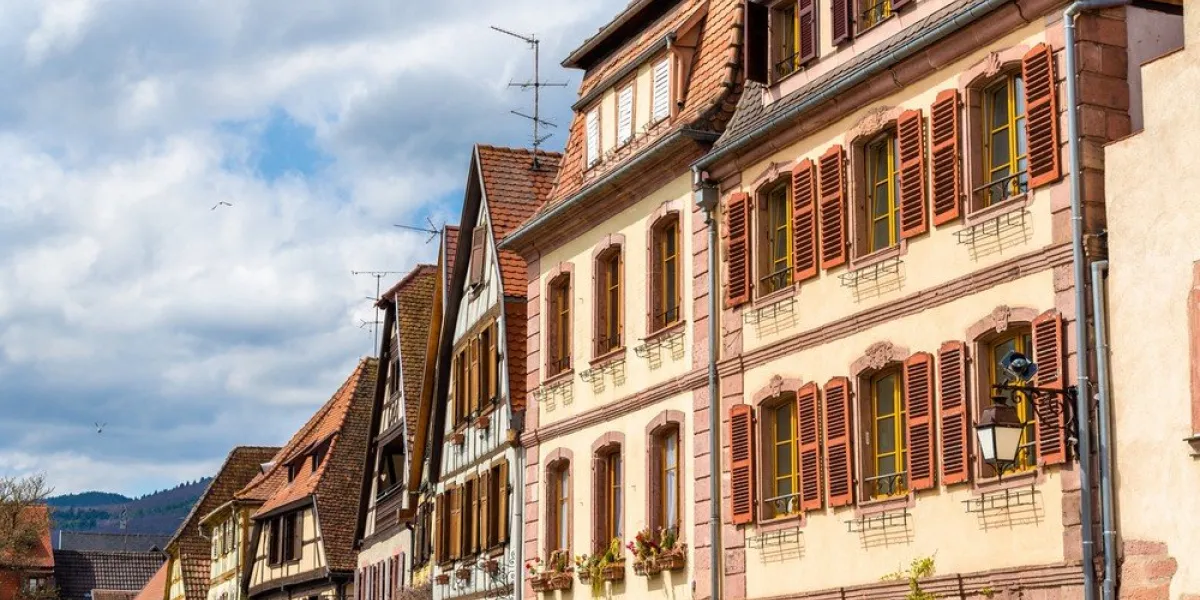 traditional timbered houses in bergheim - alsace, france