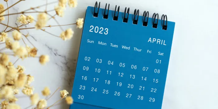 april 2023 flat lay calendar