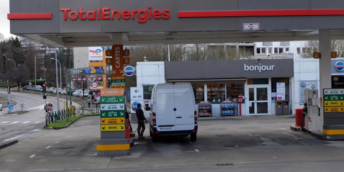 vannes, france, february 7, 2022  total energies gas station in vannes in brittany